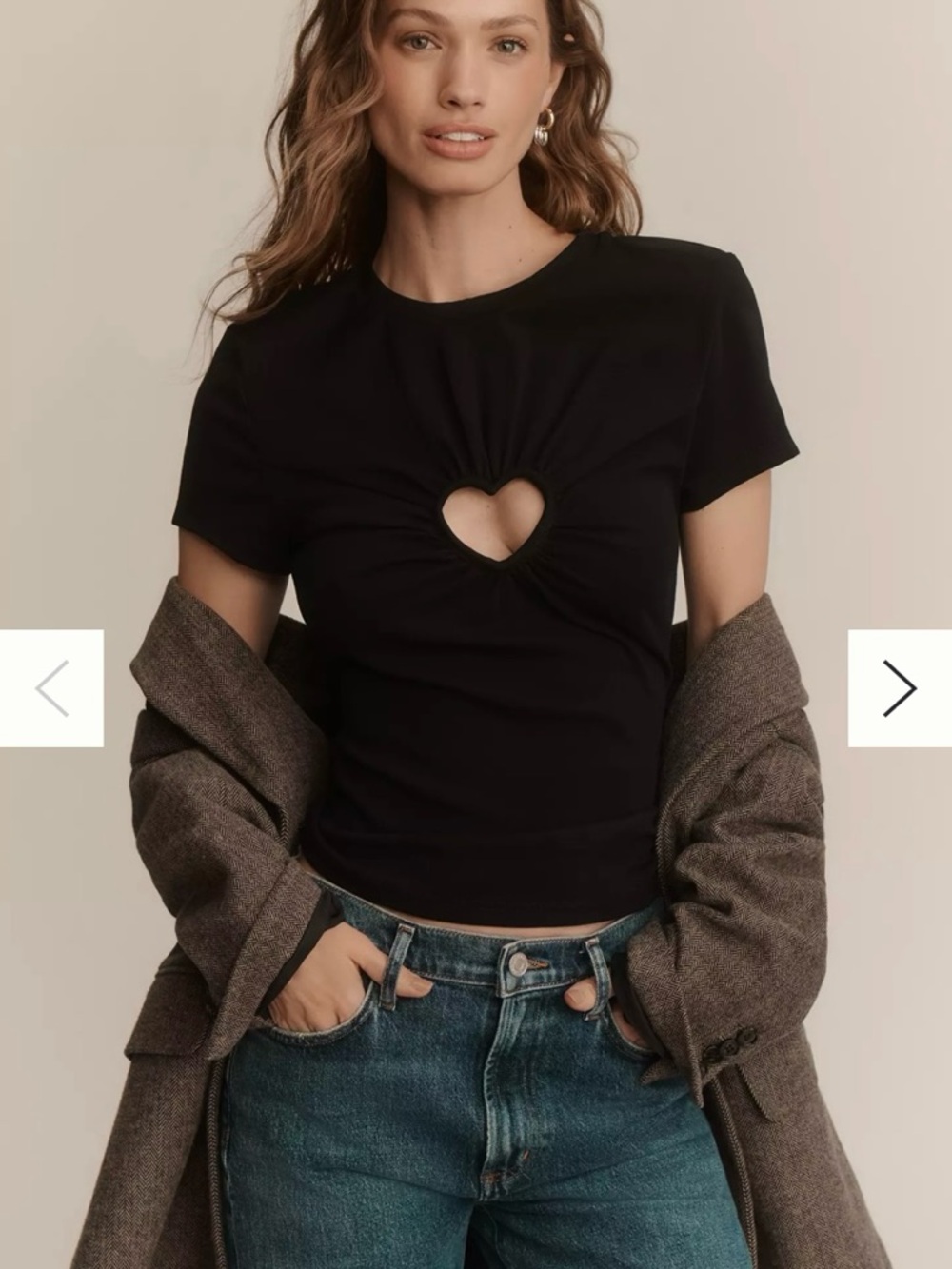 By Anthropologie Heart Cutout Black Tee Shirt New Size XS